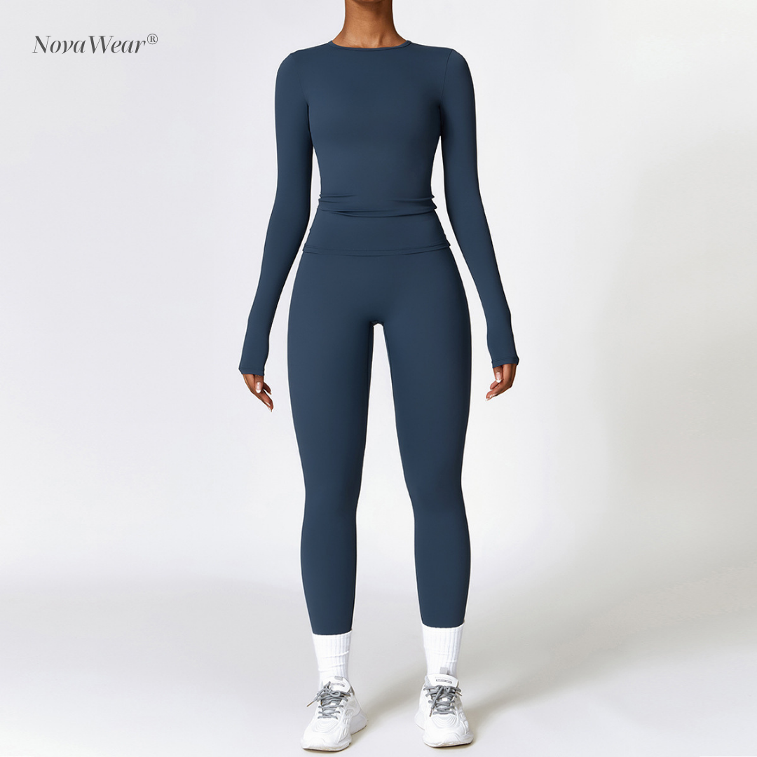 NovaWear® - Long Sleeve Skinny Tee & High Waist Leggings Tracksuit Set
