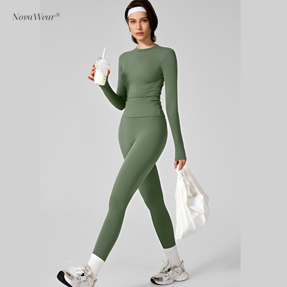 NovaWear® - Long Sleeve Skinny Tee & High Waist Leggings Tracksuit Set