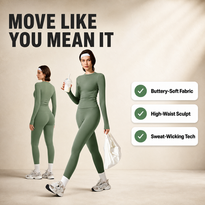 NovaWear® - Long Sleeve Skinny Tee & High Waist Leggings Tracksuit Set