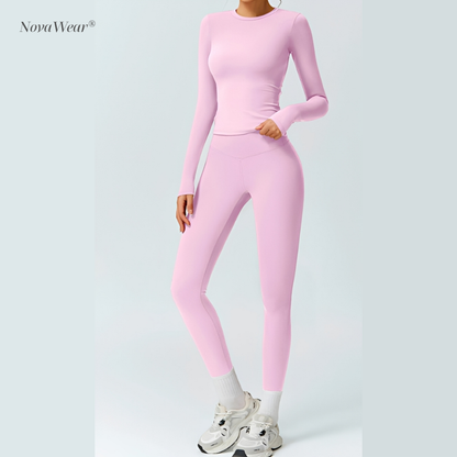 NovaWear® - Long Sleeve Skinny Tee & High Waist Leggings Tracksuit Set