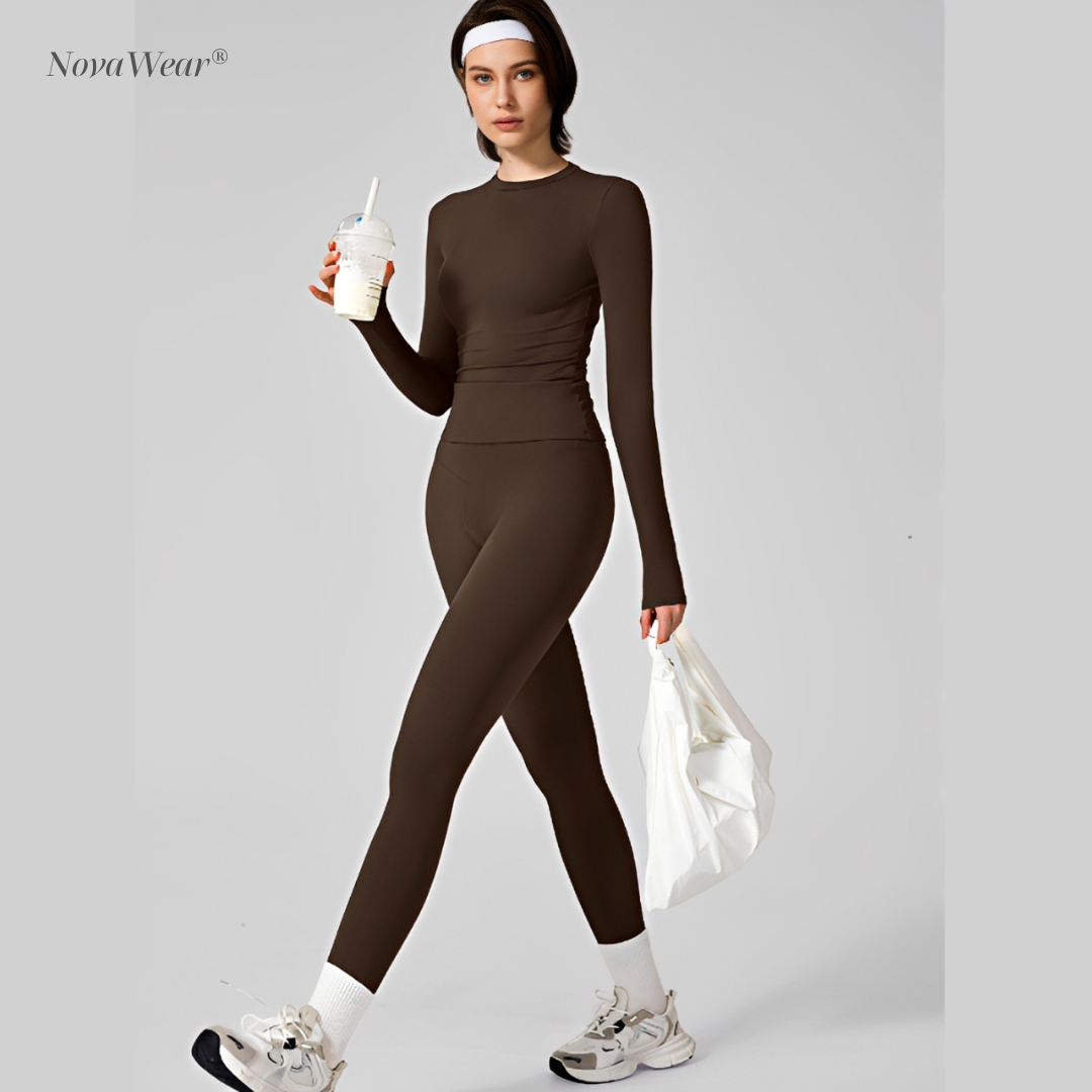NovaWear® - Long Sleeve Skinny Tee & High Waist Leggings Tracksuit Set