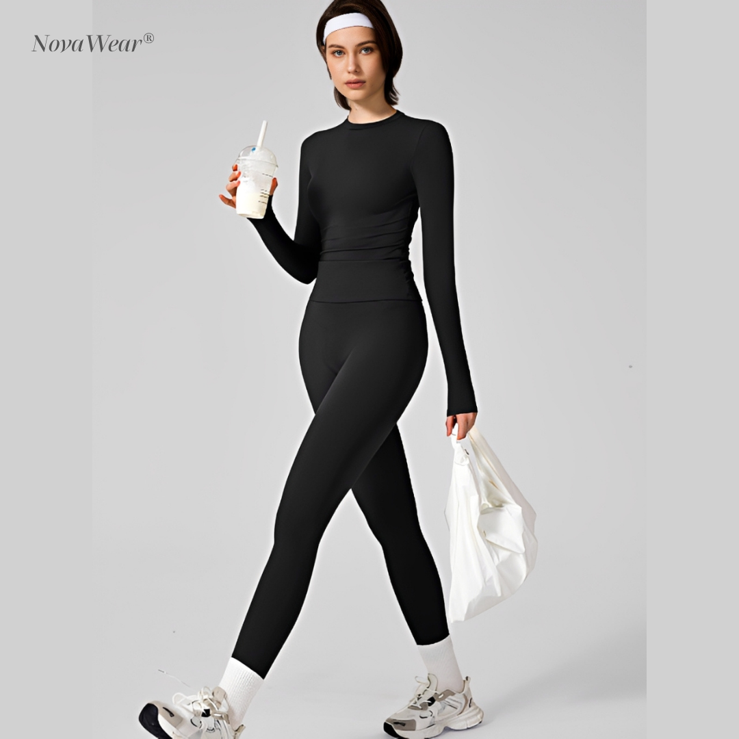NovaWear® - Long Sleeve Skinny Tee & High Waist Leggings Tracksuit Set