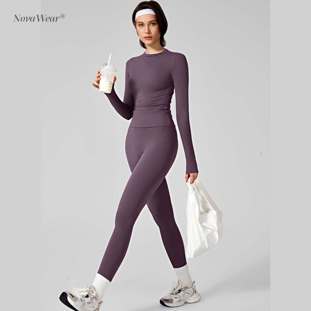 NovaWear® - Long Sleeve Skinny Tee & High Waist Leggings Tracksuit Set
