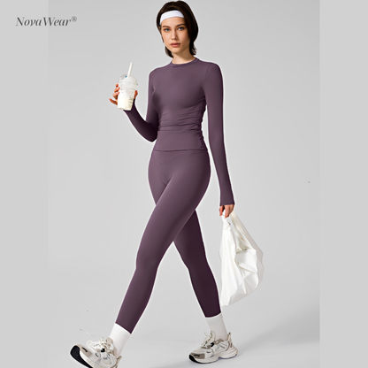 NovaWear® - Long Sleeve Skinny Tee & High Waist Leggings Tracksuit Set
