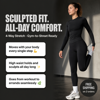 NovaWear® - Long Sleeve Skinny Tee & High Waist Leggings Tracksuit Set