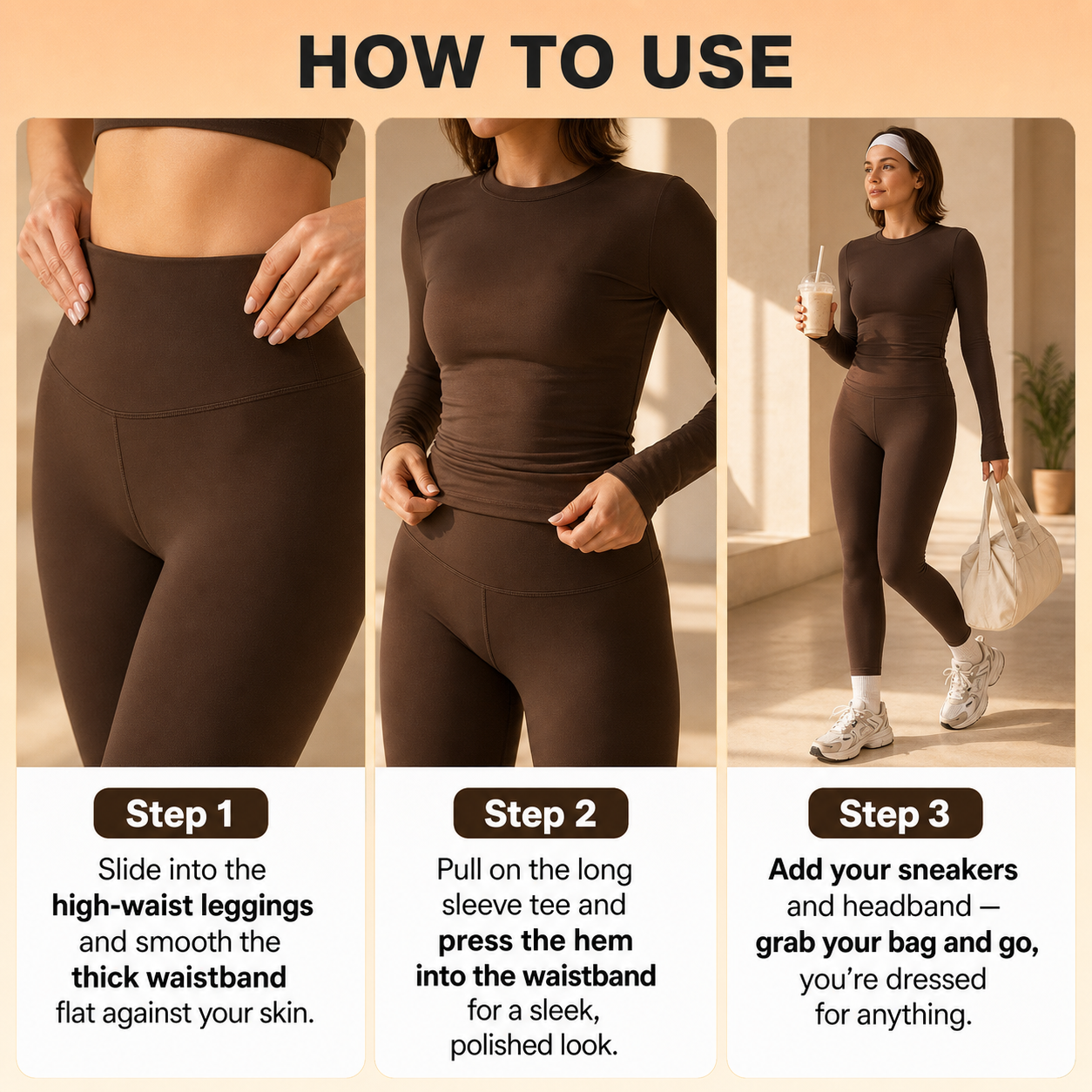 NovaWear® - Long Sleeve Skinny Tee & High Waist Leggings Tracksuit Set